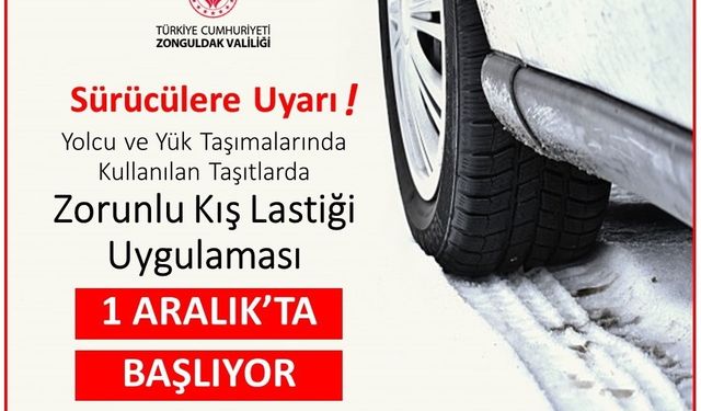 Zonguldak’ta 1 Aralık’ta kış lastiği uygulaması başlıyor