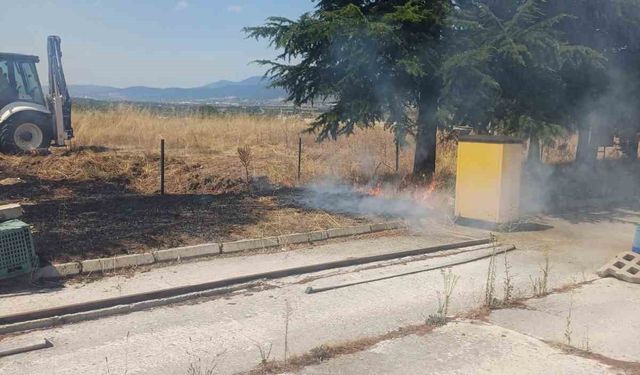 Akaryakıt istasyonunun yanında anız yangını çıktı