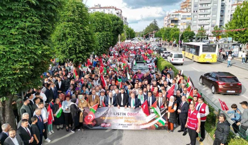 Çorum’da binlerce kişi özgür Filistin için yürüdü!